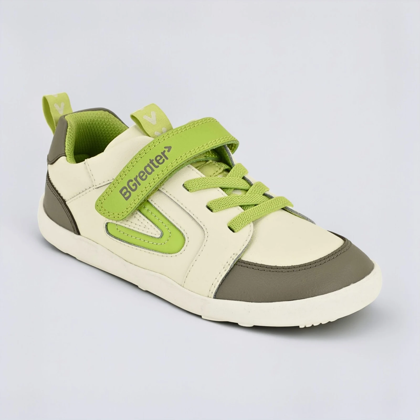 Кроссовки BGreater All Leather Lev — серый с лаймовым